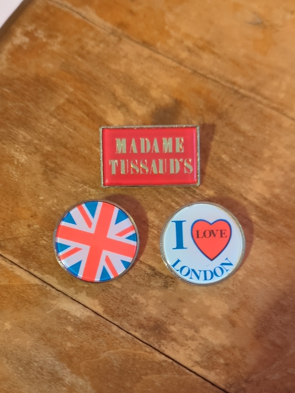 I Love London, Union Jack And Madame Tussauds Souvenir Pin Set